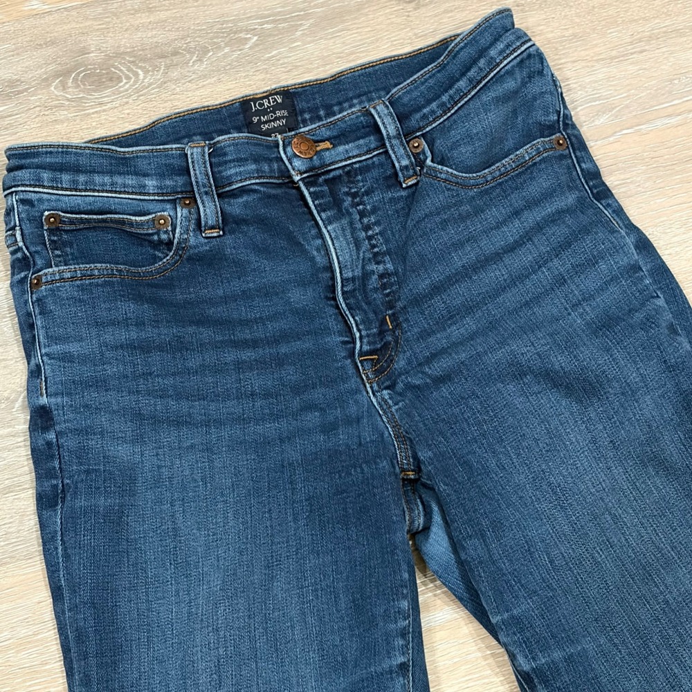 J.Crew 9 Inch Mid-Rise Skinny Jeans Womens 27 Dark Wash Denim Stretch Blue